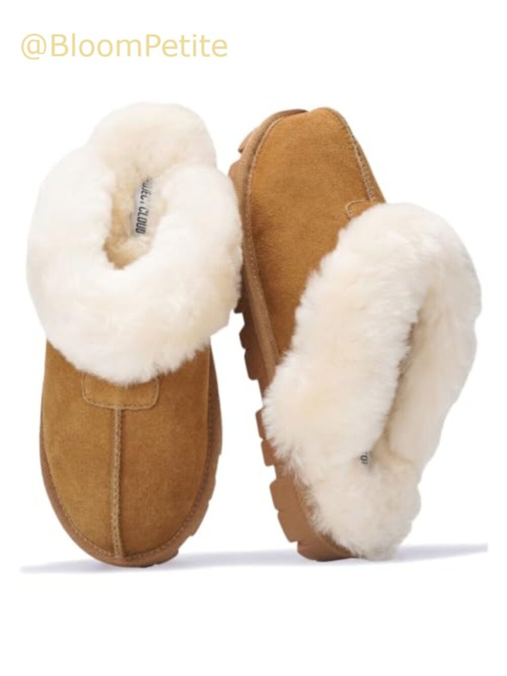 Genuine Leather Fur-Lined Clog Slippers Memory Foam Non-Slip Women's